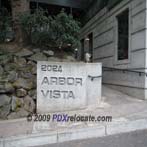 Downtown Portland Goose Hollow Arbor Vista Sign